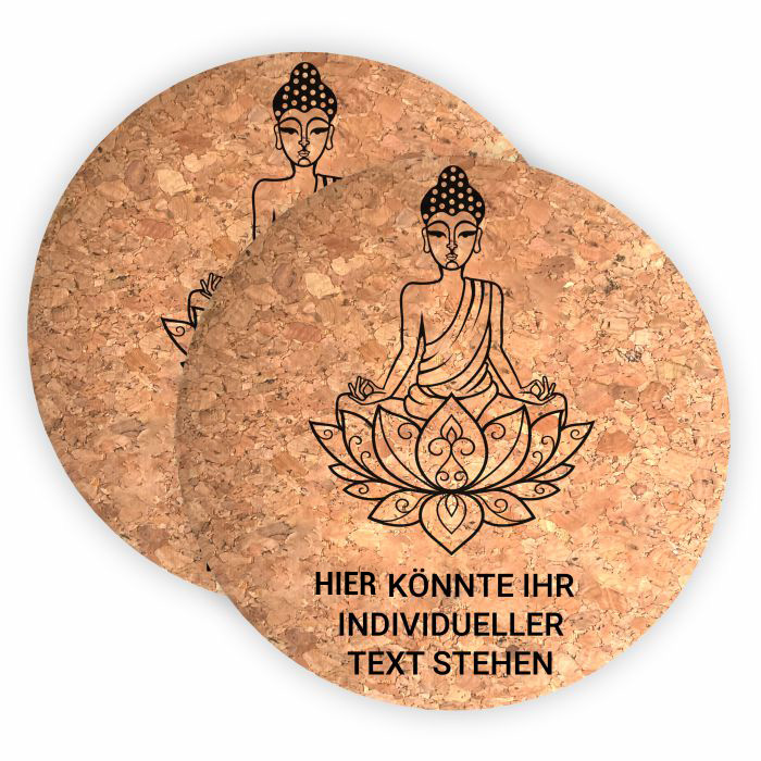4er SET Yoga-Pads Kork -Buddha